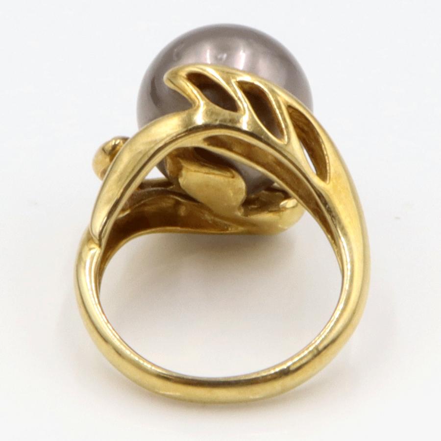 K18黒蝶真珠リング　P13mm　リングサイズ11号　重量9.95ｇ(石の重量を含む) (中古)