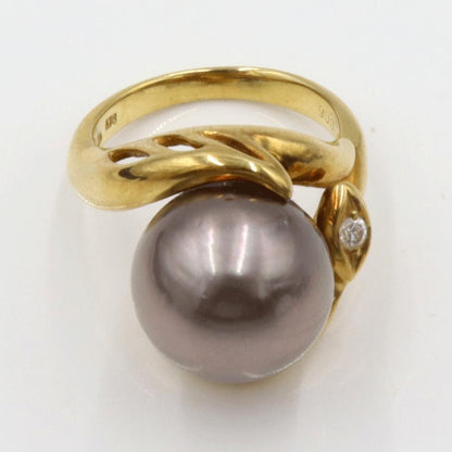 K18黒蝶真珠リング　P13mm　リングサイズ11号　重量9.95ｇ(石の重量を含む) (中古)