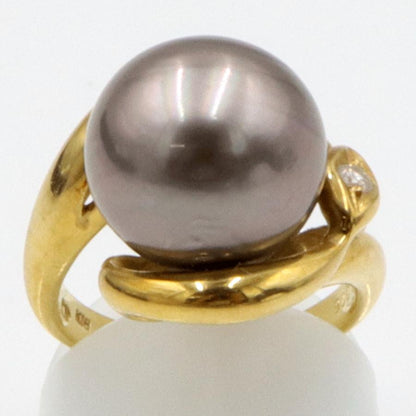 K18黒蝶真珠リング　P13mm　リングサイズ11号　重量9.95ｇ(石の重量を含む) (中古)