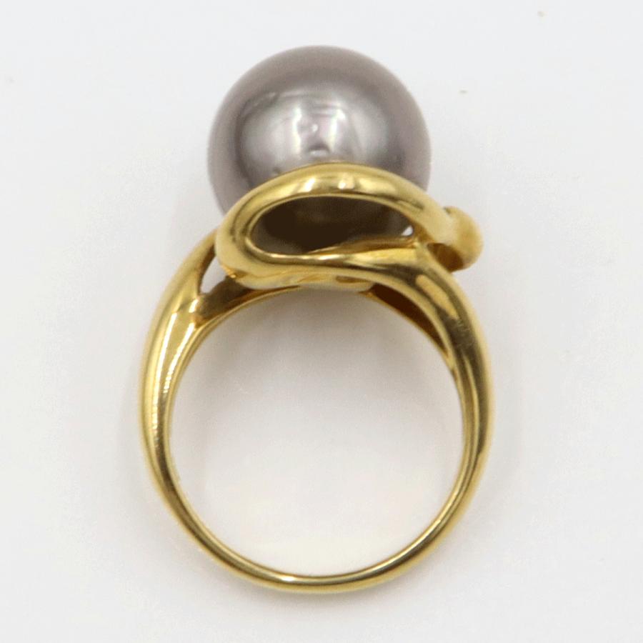 K18黒蝶真珠リング　P13mm　リングサイズ11号　重量9.95ｇ(石の重量を含む) (中古)