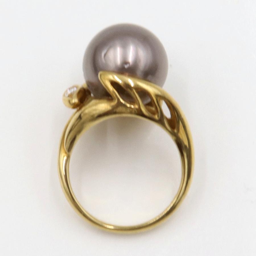 K18黒蝶真珠リング　P13mm　リングサイズ11号　重量9.95ｇ(石の重量を含む) (中古)