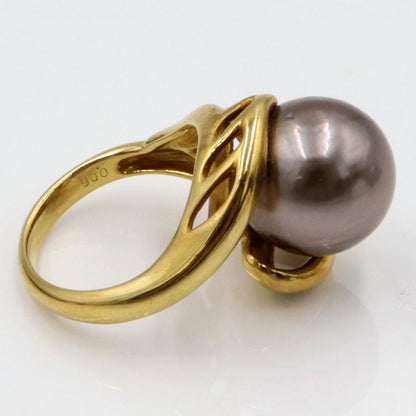K18黒蝶真珠リング　P13mm　リングサイズ11号　重量9.95ｇ(石の重量を含む) (中古)