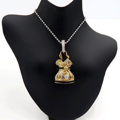 K18オニキスダイヤモンドペンダントトップ　D0.46ct　重量18.72ｇ(石の重量含む)　レディース（中古）