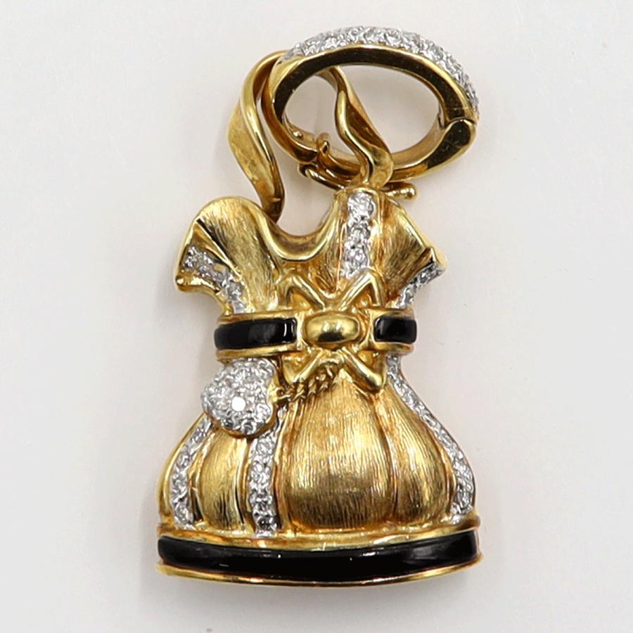 K18オニキスダイヤモンドペンダントトップ　D0.46ct　重量18.72ｇ(石の重量含む)　レディース（中古）