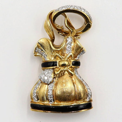 K18オニキスダイヤモンドペンダントトップ　D0.46ct　重量18.72ｇ(石の重量含む)　レディース（中古）