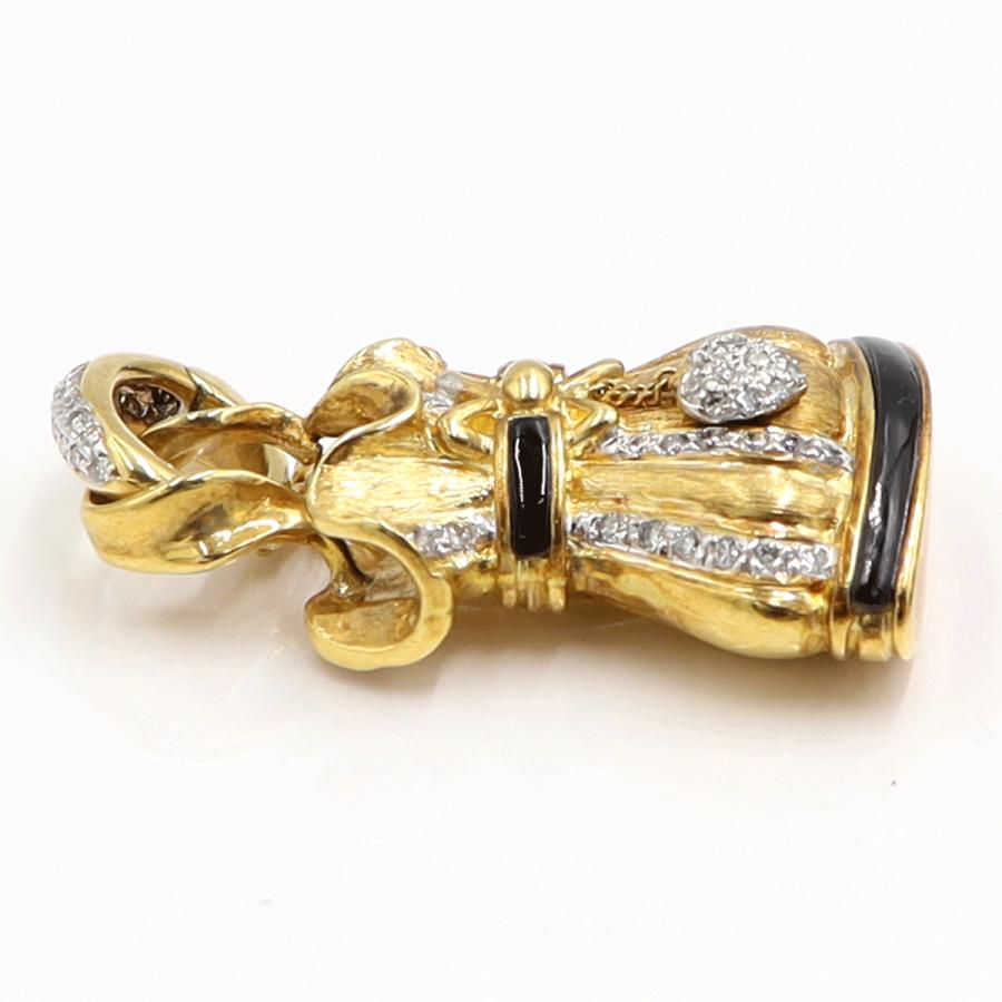 K18オニキスダイヤモンドペンダントトップ　D0.46ct　重量18.72ｇ(石の重量含む)　レディース（中古）