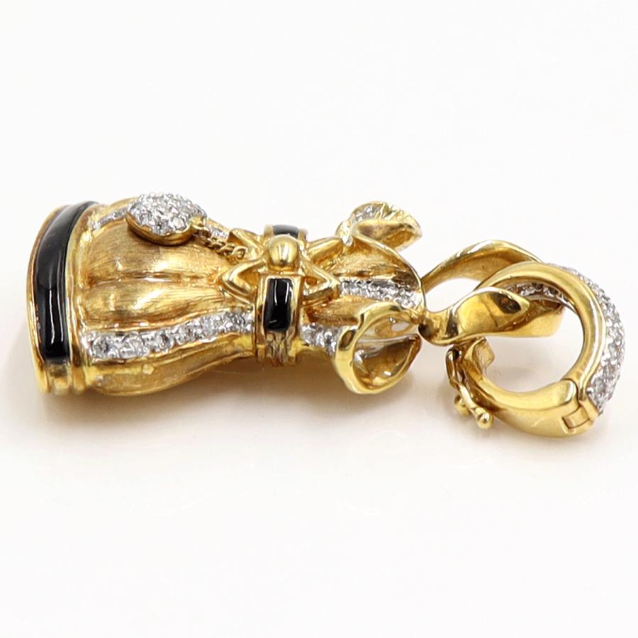 K18オニキスダイヤモンドペンダントトップ　D0.46ct　重量18.72ｇ(石の重量含む)　レディース（中古）