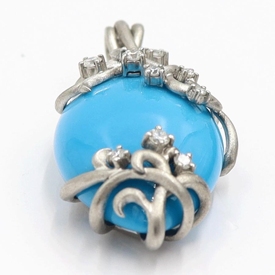 Pt900トルコ石ダイヤモンドペンダントトップ　D0.30ct　重量16.55ｇ(石の重量含む)　レディース（中古）