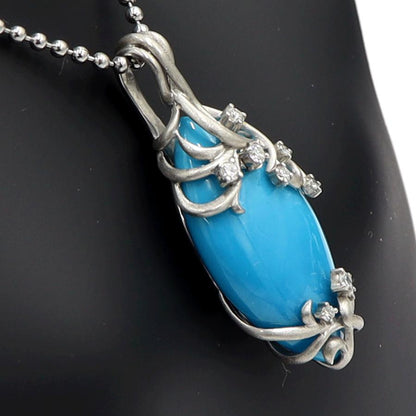 Pt900トルコ石ダイヤモンドペンダントトップ　D0.30ct　重量16.55ｇ(石の重量含む)　レディース（中古）