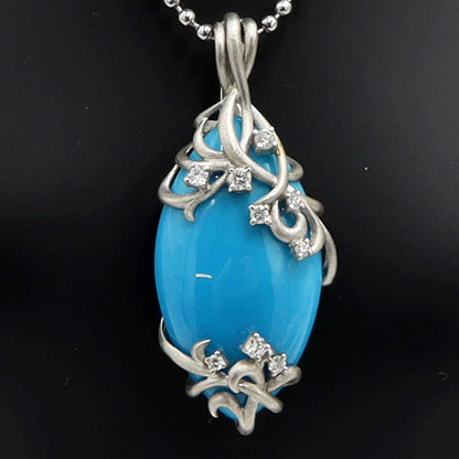 Pt900トルコ石ダイヤモンドペンダントトップ　D0.30ct　重量16.55ｇ(石の重量含む)　レディース（中古）