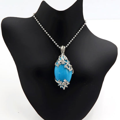 Pt900トルコ石ダイヤモンドペンダントトップ　D0.30ct　重量16.55ｇ(石の重量含む)　レディース（中古）