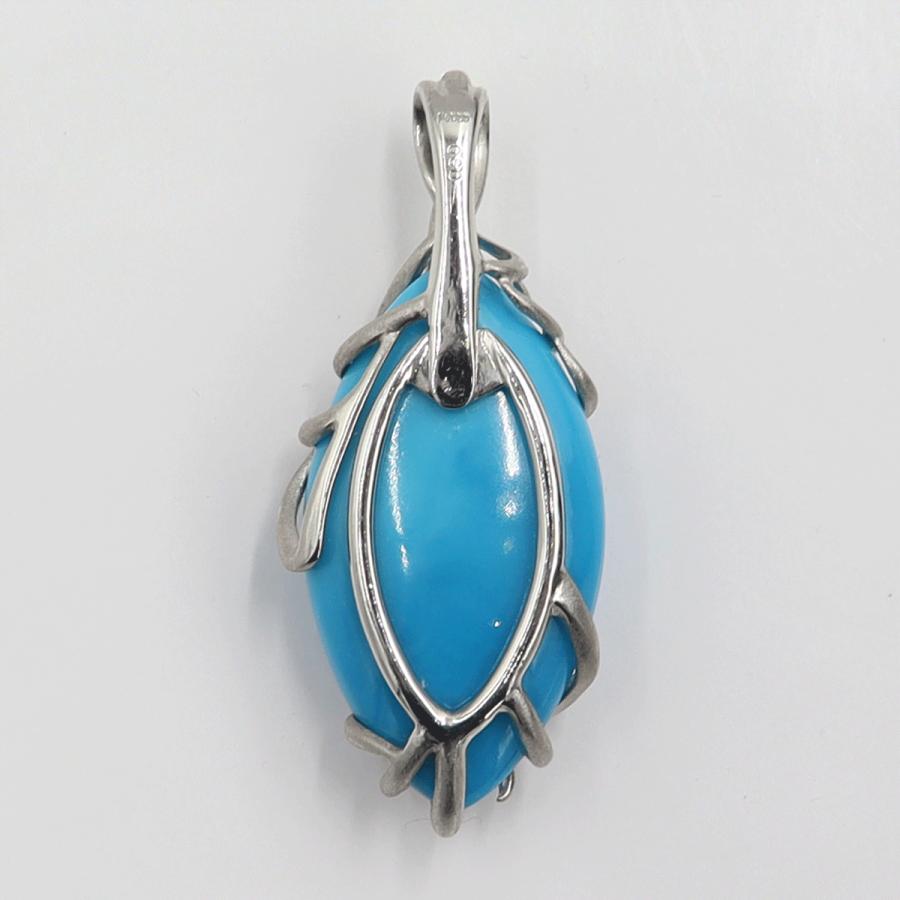 Pt900トルコ石ダイヤモンドペンダントトップ　D0.30ct　重量16.55ｇ(石の重量含む)　レディース（中古）