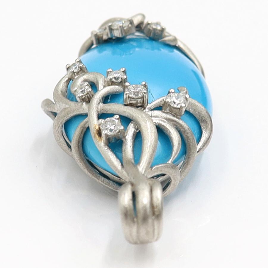 Pt900トルコ石ダイヤモンドペンダントトップ　D0.30ct　重量16.55ｇ(石の重量含む)　レディース（中古）