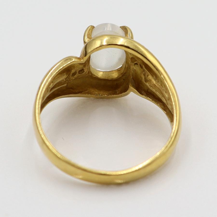 K18ムーンストーンリング　D0.07ct　リングサイズ11号　重量3.85ｇ(石の重量含む)　レディース(中古)