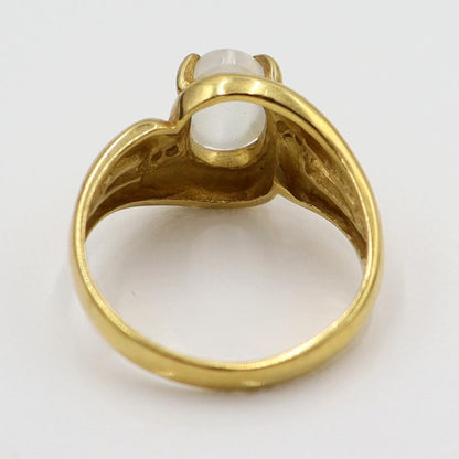 K18ムーンストーンリング　D0.07ct　リングサイズ11号　重量3.85ｇ(石の重量含む)　レディース(中古)