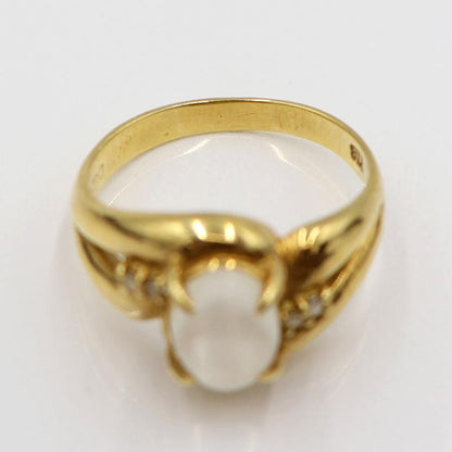 K18ムーンストーンリング　D0.07ct　リングサイズ11号　重量3.85ｇ(石の重量含む)　レディース(中古)