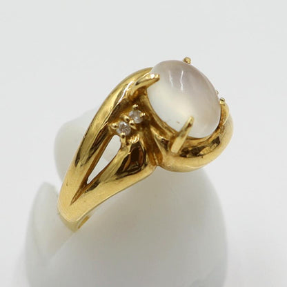 K18ムーンストーンリング　D0.07ct　リングサイズ11号　重量3.85ｇ(石の重量含む)　レディース(中古)