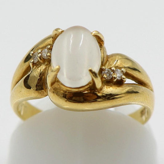 K18ムーンストーンリング　D0.07ct　リングサイズ11号　重量3.85ｇ(石の重量含む)　レディース(中古)