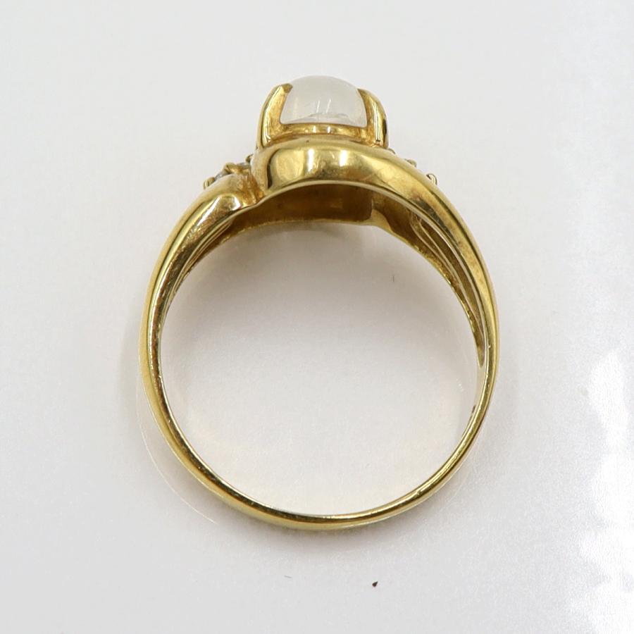 K18ムーンストーンリング　D0.07ct　リングサイズ11号　重量3.85ｇ(石の重量含む)　レディース(中古)