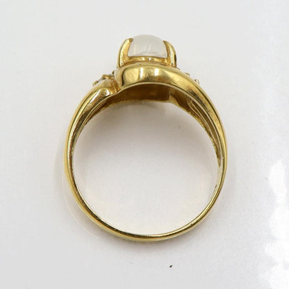 K18ムーンストーンリング　D0.07ct　リングサイズ11号　重量3.85ｇ(石の重量含む)　レディース(中古)