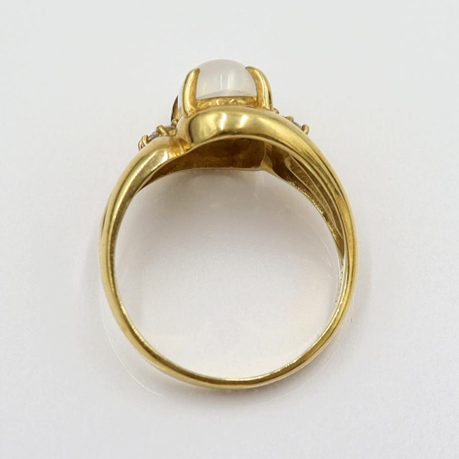 K18ムーンストーンリング　D0.07ct　リングサイズ11号　重量3.85ｇ(石の重量含む)　レディース(中古)