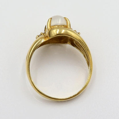 K18ムーンストーンリング　D0.07ct　リングサイズ11号　重量3.85ｇ(石の重量含む)　レディース(中古)