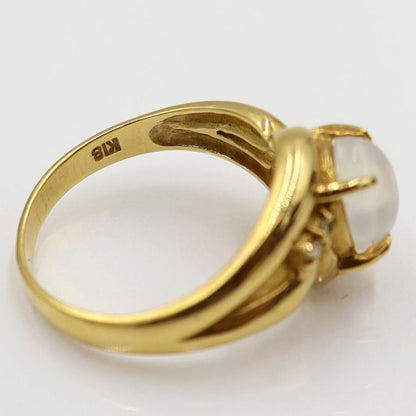 K18ムーンストーンリング　D0.07ct　リングサイズ11号　重量3.85ｇ(石の重量含む)　レディース(中古)