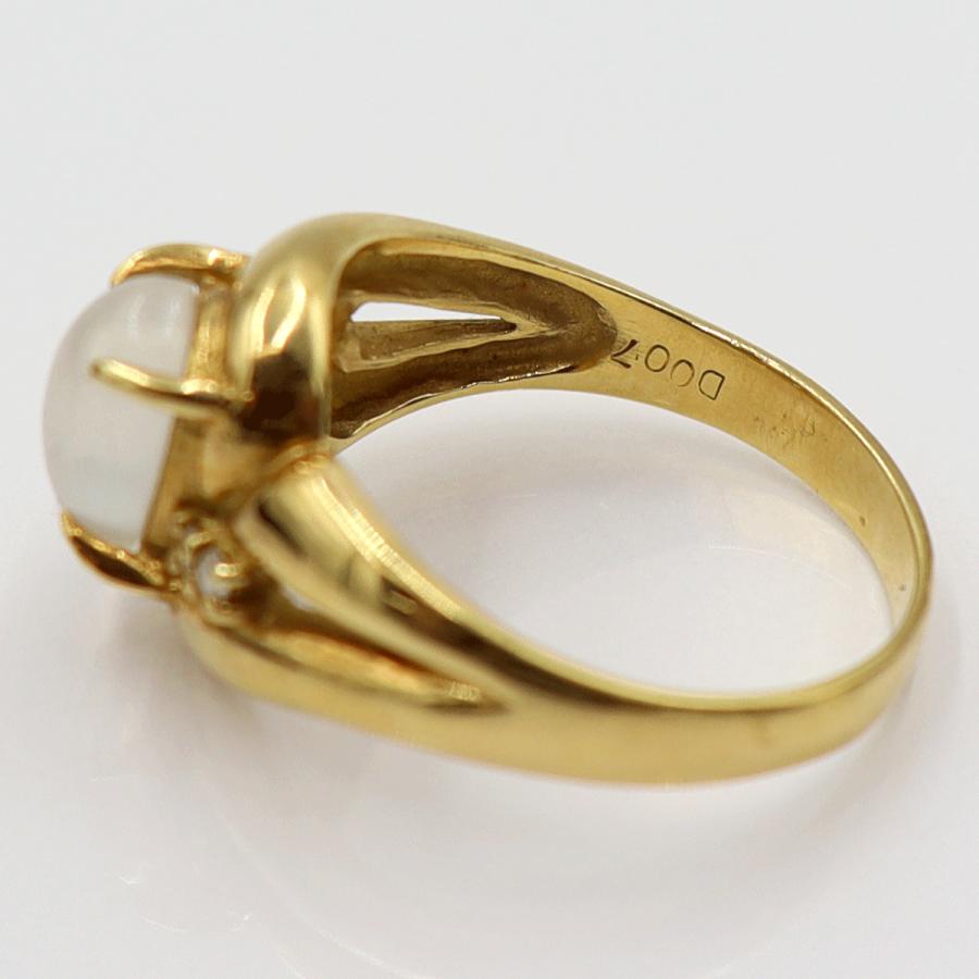 K18ムーンストーンリング　D0.07ct　リングサイズ11号　重量3.85ｇ(石の重量含む)　レディース(中古)