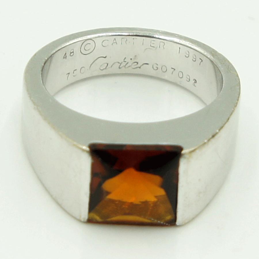 カルティエ（CARTIER） 750タンクリング 48　リングサイズ8号　重量11.16ｇ(石の重量含む)　レディース（中古）