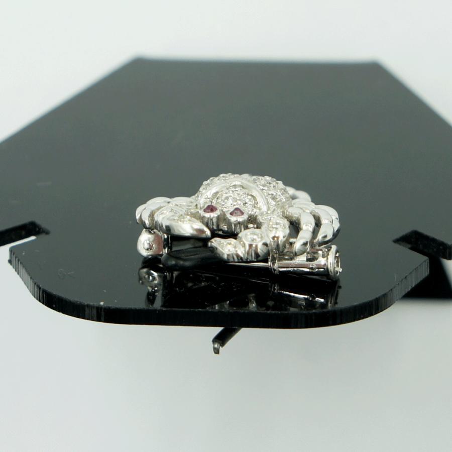 K18ルビー/ダイヤブローチ　D0.50「蟹　クラブ」　重量4.77ｇ(石の重量込み）（中古）