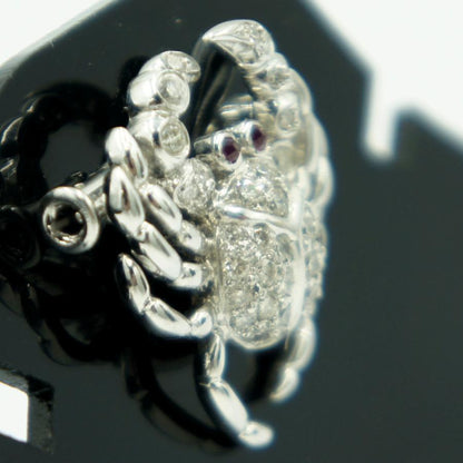 K18ルビー/ダイヤブローチ　D0.50「蟹　クラブ」　重量4.77ｇ(石の重量込み）（中古）