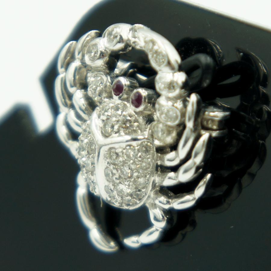 K18ルビー/ダイヤブローチ　D0.50「蟹　クラブ」　重量4.77ｇ(石の重量込み）（中古）