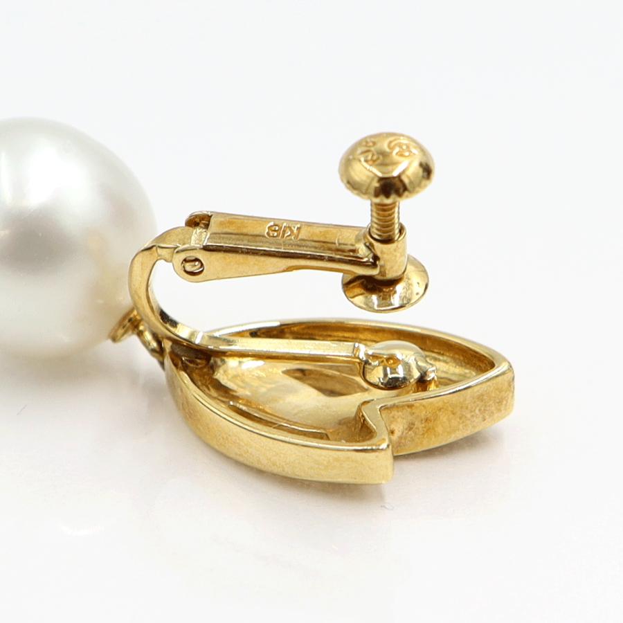 K18パールイヤリング　P10.8mm　重量10.32ｇ(両耳・真珠の重さ含む)　（中古）