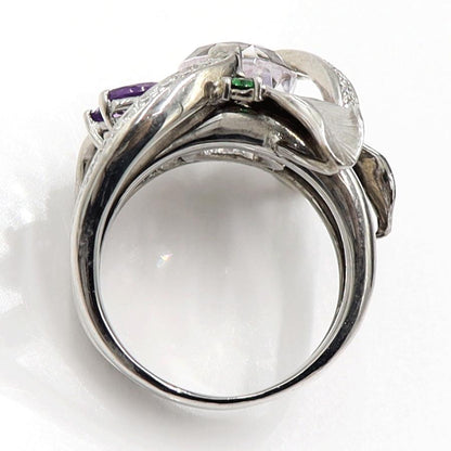 K18WGクンツァイトリング「フラワー」　5.72ct　リングサイズ15号　重量20.48ｇ(石の重量含む)　レディース（中古）