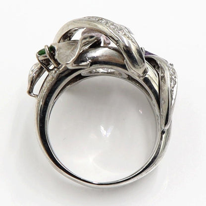 K18WGクンツァイトリング「フラワー」　5.72ct　リングサイズ15号　重量20.48ｇ(石の重量含む)　レディース（中古）