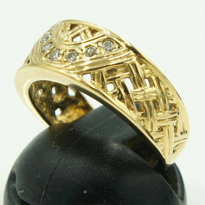 K18ダイヤファッションリング　D0.09ct　リングサイズ10号　重量4.45ｇ(石の重量含む)（中古）