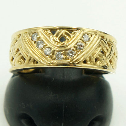 K18ダイヤファッションリング　D0.09ct　リングサイズ10号　重量4.45ｇ(石の重量含む)（中古）