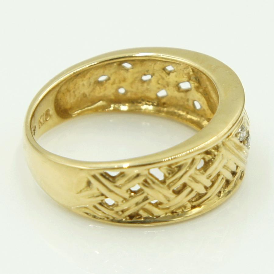 K18ダイヤファッションリング　D0.09ct　リングサイズ10号　重量4.45ｇ(石の重量含む)（中古）