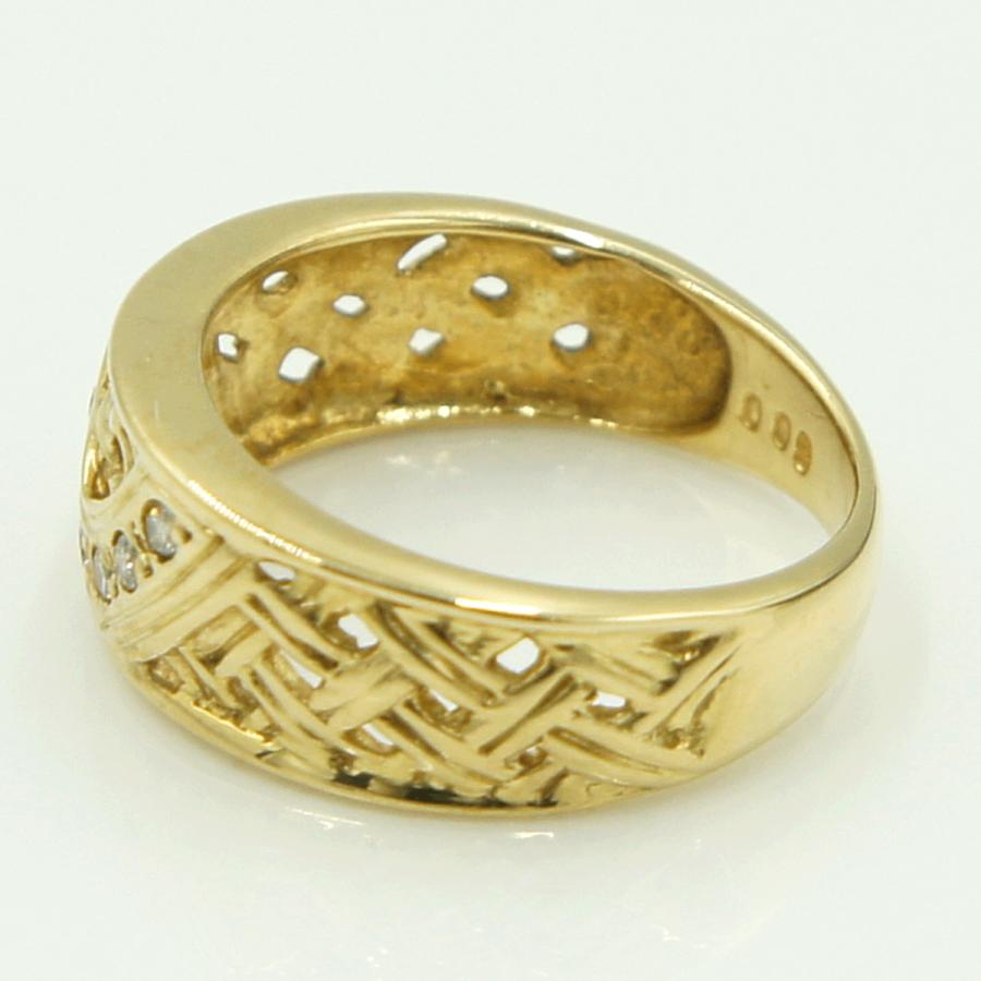 K18ダイヤファッションリング　D0.09ct　リングサイズ10号　重量4.45ｇ(石の重量含む)（中古）