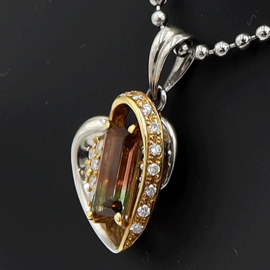 Pt900/K18バイカラートルマリンペンダントトップ　T1.33ct　重量7.65ｇ(石の重量含む) 　レディース（中古）