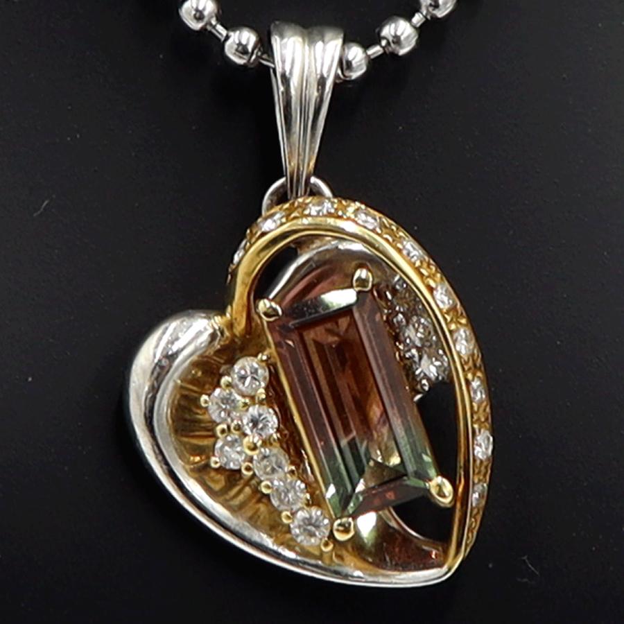 Pt900/K18バイカラートルマリンペンダントトップ　T1.33ct　重量7.65ｇ(石の重量含む) 　レディース（中古）