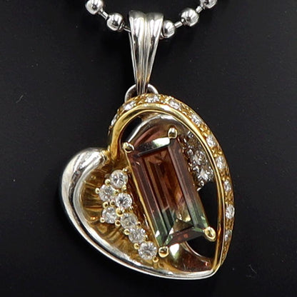 Pt900/K18バイカラートルマリンペンダントトップ　T1.33ct　重量7.65ｇ(石の重量含む) 　レディース（中古）