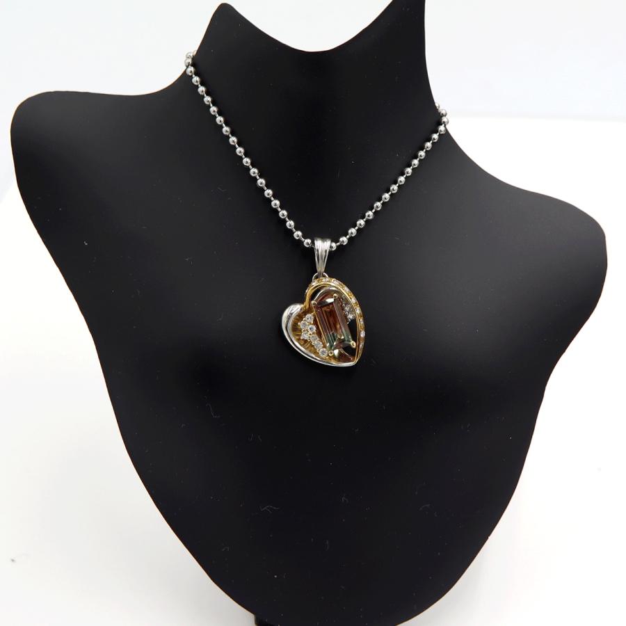 Pt900/K18バイカラートルマリンペンダントトップ　T1.33ct　重量7.65ｇ(石の重量含む) 　レディース（中古）