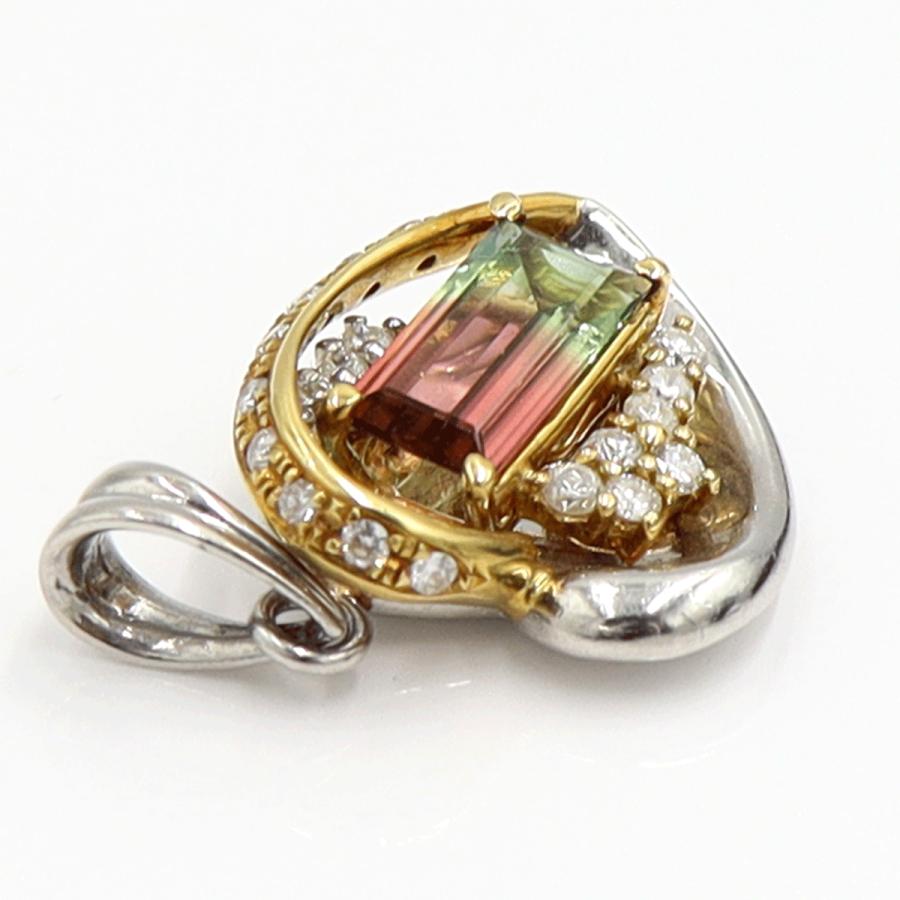 Pt900/K18バイカラートルマリンペンダントトップ　T1.33ct　重量7.65ｇ(石の重量含む) 　レディース（中古）