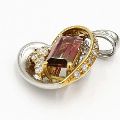 Pt900/K18バイカラートルマリンペンダントトップ　T1.33ct　重量7.65ｇ(石の重量含む) 　レディース（中古）