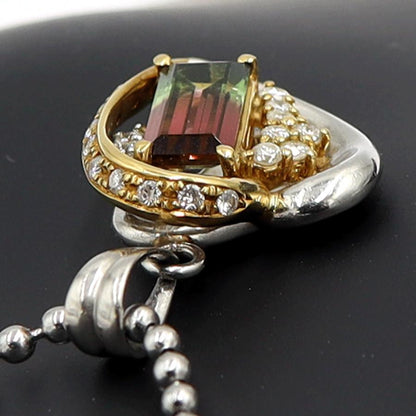 Pt900/K18バイカラートルマリンペンダントトップ　T1.33ct　重量7.65ｇ(石の重量含む) 　レディース（中古）