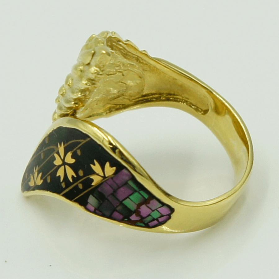 K18七宝デザインリング　リングサイズ17号　重量7.33ｇ(ガラスの重量含む)　レディース（中古）