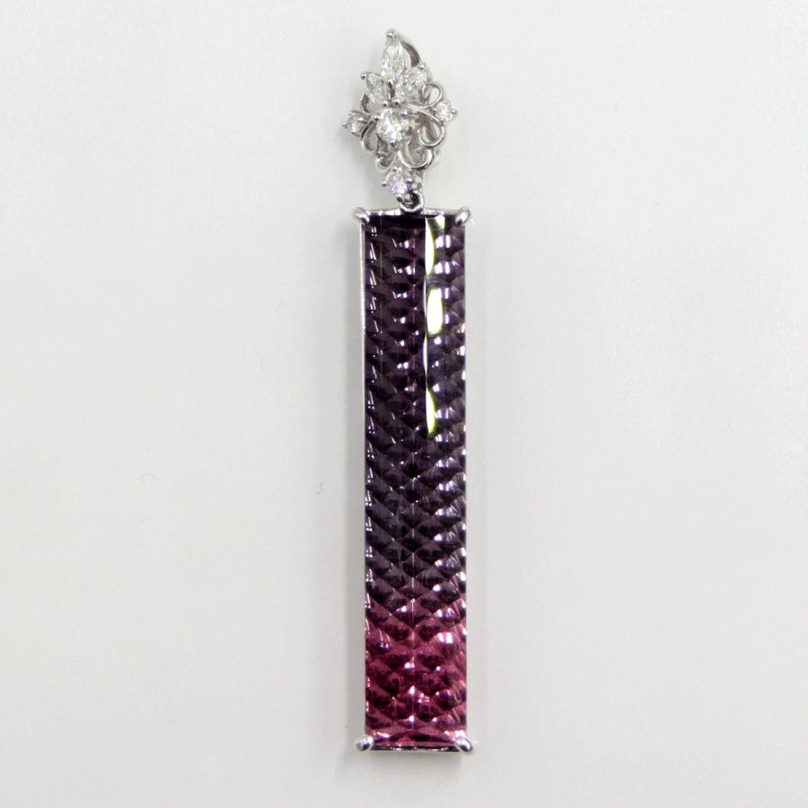 Pt900トルマリンダイヤモンドペンダントトップ　T21.3ct　D0.46ct　重量12.03ｇ(石の重量含む)　レディース（中古）