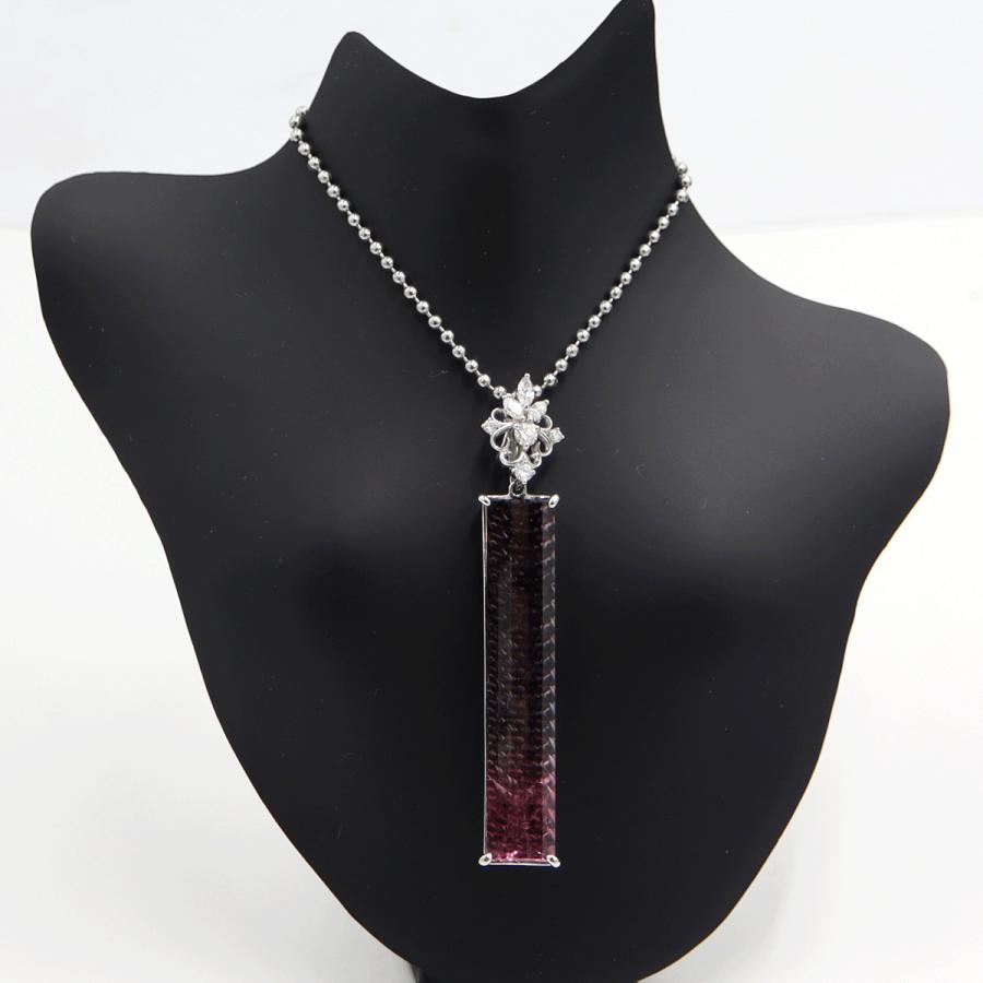 Pt900トルマリンダイヤモンドペンダントトップ　T21.3ct　D0.46ct　重量12.03ｇ(石の重量含む)　レディース（中古）