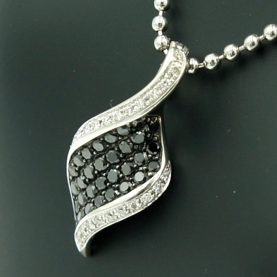 K18WG/K14WGブラックダイヤモンドペンダントトップ　BD0.85ct　D0.17ct　重量3.71ｇ(石の重量含む)（中古）